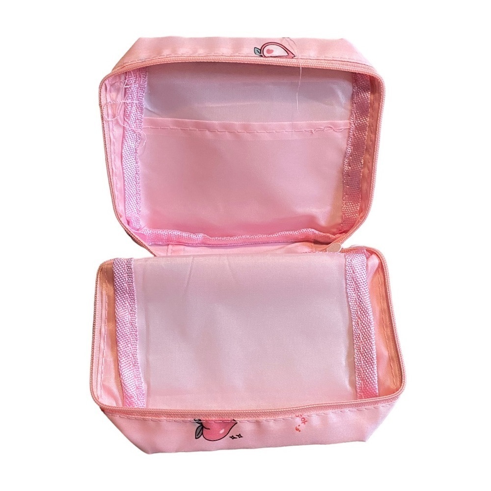 FREE W/ ANY PURCHASE $15+ Mini Cartoon Hearts Cube Travel Cosmetic Wash Bag Pink - Picture 3 of 9